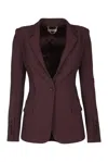 Elisabetta Franchi Single Breasted Jacket Structured Cut Notched Lapel In Burgundy