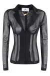 Elisabetta Franchi Collar Tailored Transparent Jacket In Nero