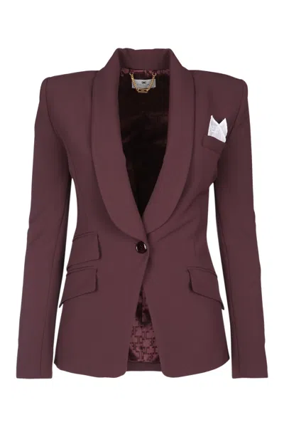 Elisabetta Franchi Tailored Jacket And Trouser Set In Burgundy