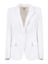 Elisabetta Franchi White Tailored Structured Shoulder Blazer In White