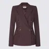 Elisabetta Franchi Double-breasted Blazer Waist Belt Detail In Red
