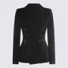 Elisabetta Franchi Blazer Double-breasted Gold-tone Buttons In Black