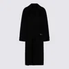 Elisabetta Franchi Black Coat With Notched Revers And Front Belt Closure In Wool Woman In Black