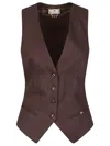 Elisabetta Franchi Gabardine Waistcoat In Brown