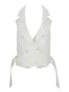 Elisabetta Franchi Double-breasted Belted Vest In White