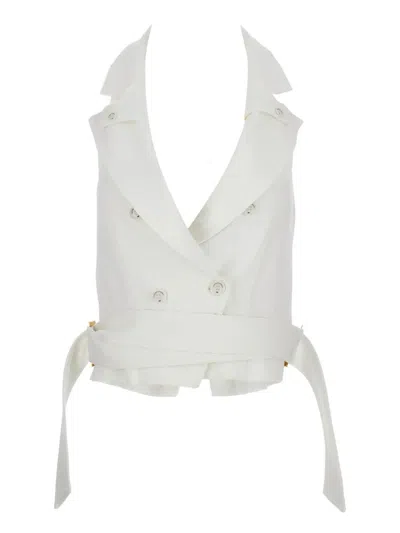ELISABETTA FRANCHI GILET,GL00561E2 360 IVORY