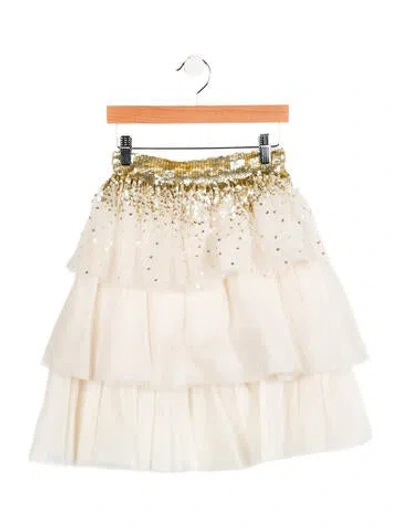 Pre-owned Elisabetta Franchi Kids' Girls' High-low Skirt W/ Tags In Neutrals