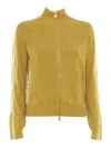Elisabetta Franchi Tricot Yellow Sweater With Logo In Gold