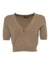 Elisabetta Franchi Brown Cropped Sweater In Beige