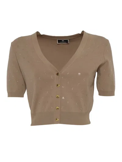 Elisabetta Franchi Brown Cropped Sweater