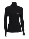 Elisabetta Franchi Ribbed Turtleneck Sweater Sweaters And Cardigans Black In Black