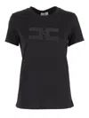 Elisabetta Franchi Logo-embroidered T-shirt In Black
