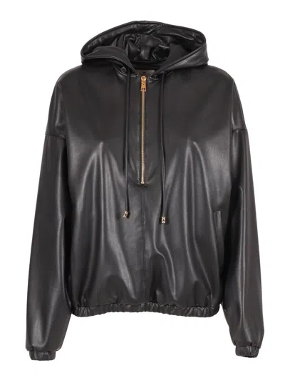 Elisabetta Franchi Half-zip Hoodie In Black