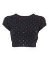 Elisabetta Franchi Black Cropped Tricot Sweater In Black