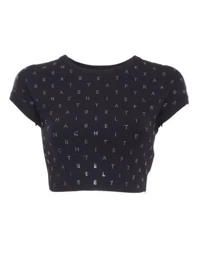 Elisabetta Franchi Black Cropped Tricot Sweater