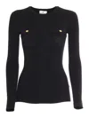 Elisabetta Franchi Knitted Silk And Viscose Top In Black