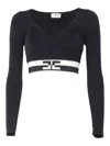 Elisabetta Franchi Logo-jacquard Cropped Knitted Top In Black