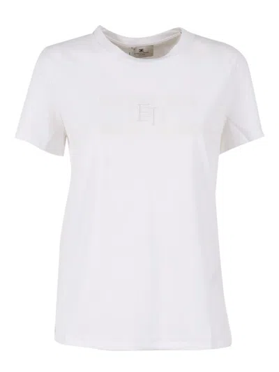 Elisabetta Franchi Embroidered Logo White Cotton T-shirt