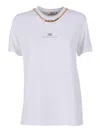 Elisabetta Franchi Short-sleeve Cotton Top With Decorative Chain Detail In White