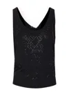 Elisabetta Franchi Glitter Geometric Knit Scoop Ribbed Top In Black