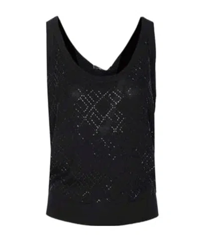 ELISABETTA FRANCHI GLITTER-EMBELLISHED SLEEVELESS TOP
