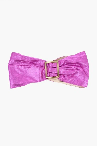 Elisabetta Franchi Glittery Leather Sash Belt In Pink