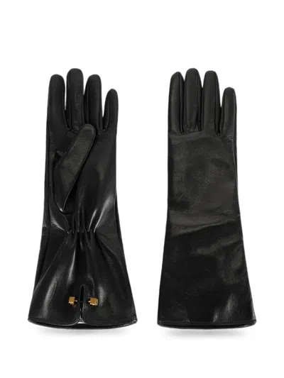 Elisabetta Franchi Gloves In Nappa Leather With Piercing In Black