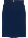 Elisabetta Franchi Satin-trim Crepe Midi Skirt In Blue
