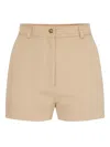 Elisabetta Franchi Gold-button Gabardine Shorts In Brown