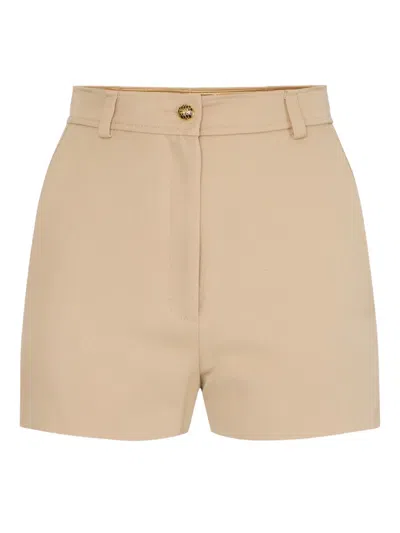 Elisabetta Franchi Gold-button Gabardine Shorts In Brown