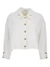 Elisabetta Franchi Cropped Blazer Jacket Collared Neck Pockets In White
