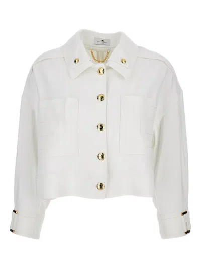 ELISABETTA FRANCHI GOLD BUTTON PATCH POCKET JACKET