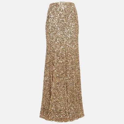 Elisabetta Franchi Gold Flared Maxi Red Carpet Skirt