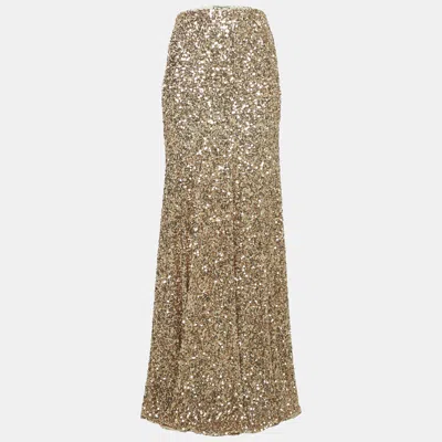 Pre-owned Elisabetta Franchi Gold Flared Maxi Red Carpet Skirt M