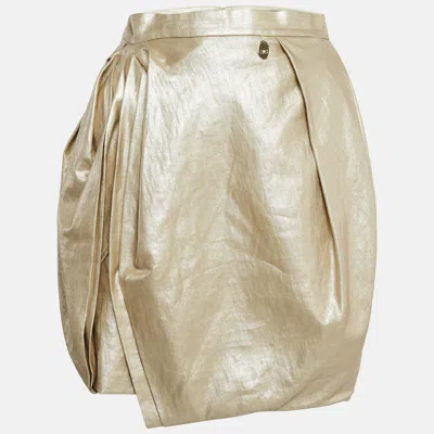 Elisabetta Franchi Gold Linen Draped Mini Skirt