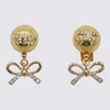 Elisabetta Franchi Bow Drop Gemstone Stud Earrings
