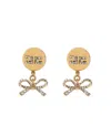 Elisabetta Franchi Gold Pendant Earrings With Bows In Gold