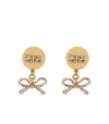 Elisabetta Franchi Gold Pendant Earrings With Bows In Gold
