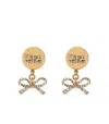 Elisabetta Franchi Gold Pendant Earrings With Bows In Gold