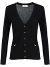 Elisabetta Franchi Golden-bow Detailing Cardigan In Black