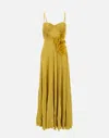 Elisabetta Franchi Red Carpet Dress Made Of Lurex Jersey Fabric With Embroidered Flower