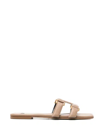 Elisabetta Franchi Gold-tone Hardware Sandals In Neutral