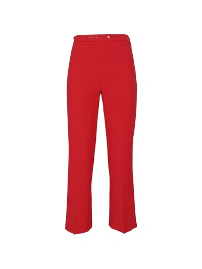 Elisabetta Franchi Gold-tone Hardware Straight-leg Trousers In Red