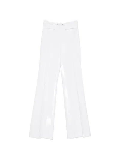 Elisabetta Franchi Gold-tone Plaque Flared Trousers In White