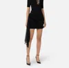 Elisabetta Franchi Miniskirt In Satin And Voile Fabric With Sash Belt In Black