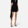 Elisabetta Franchi Miniskirt In Satin And Voile Fabric With Sash Belt In Black