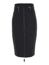 Elisabetta Franchi Lightweight Crepe Skirt With Black Zip In Black