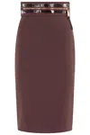 Elisabetta Franchi Merlot Midi Skirt With Front Zip In Brown