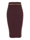 Elisabetta Franchi Gonna In Maglia A Rombi Con Dettaglio Gioiello Merlot In Burgundy
