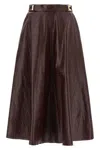 Elisabetta Franchi A-line Silhouette Skirt With Metallic Buckle Detail In Brown